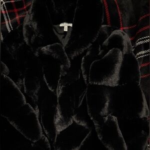 Luxurious Black Faux Fur Coat